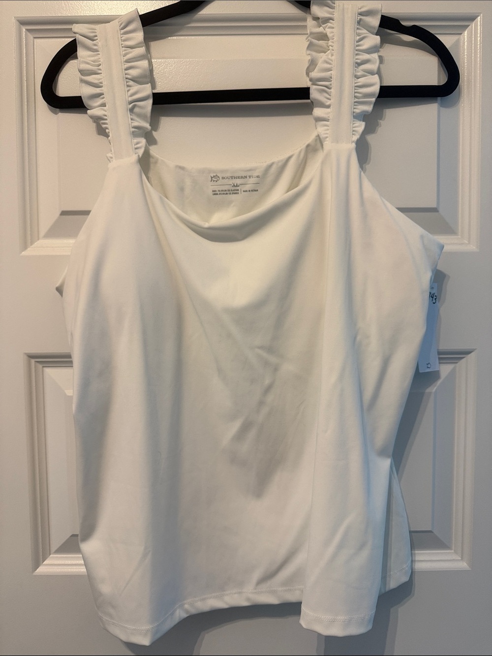NWT Southern Tide White Ruffle Strap Tank
